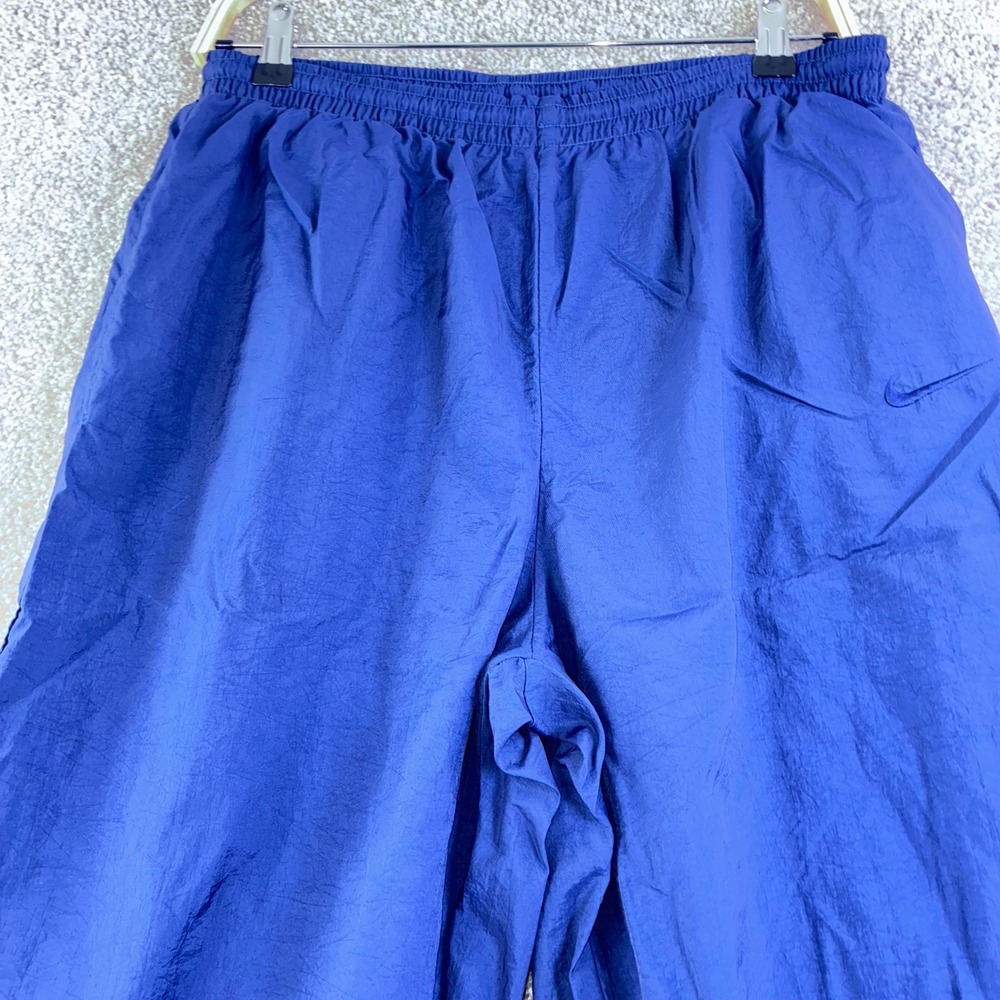 Nike Vintage Nylon Joggers Mens L Blue Y2K 90's Swoosh Athletic Cotton Lined VTG